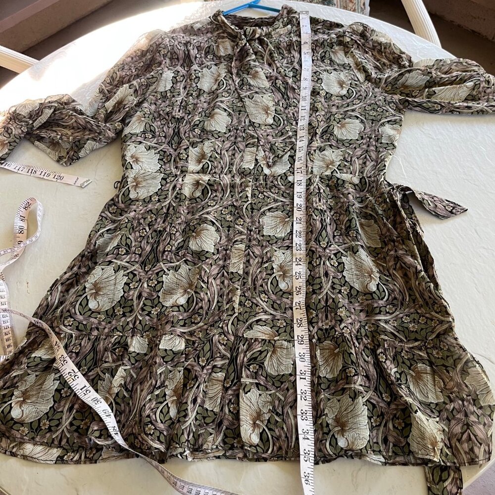 Morris & Co x PAIGE Vittoria Pimpernel 100% Silk Mini Dress Size L - Picture 6 of 12